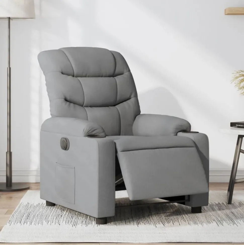 vidaXL Fauteuil elektrisch verstelbaar stof lichtgrijs