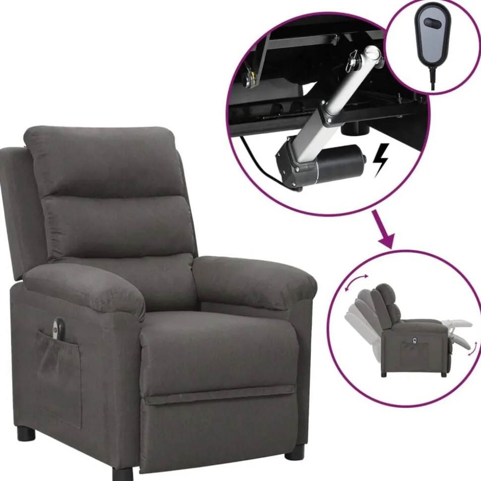 vidaXL Fauteuil elektrisch verstelbaar stof donkergrijs