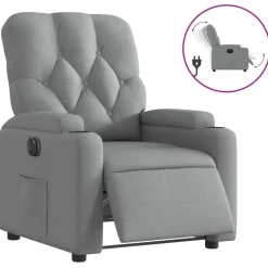 vidaXL Fauteuil elektrisch verstelbaar stof lichtgrijs