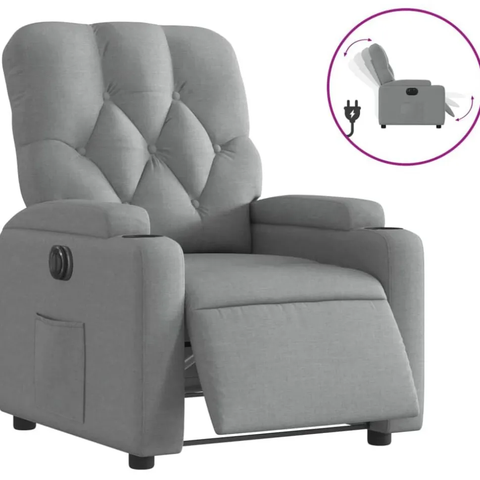 vidaXL Fauteuil elektrisch verstelbaar stof lichtgrijs