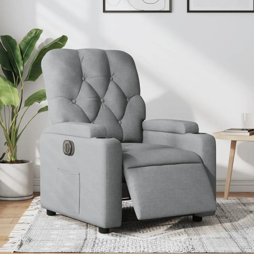 vidaXL Fauteuil elektrisch verstelbaar stof lichtgrijs