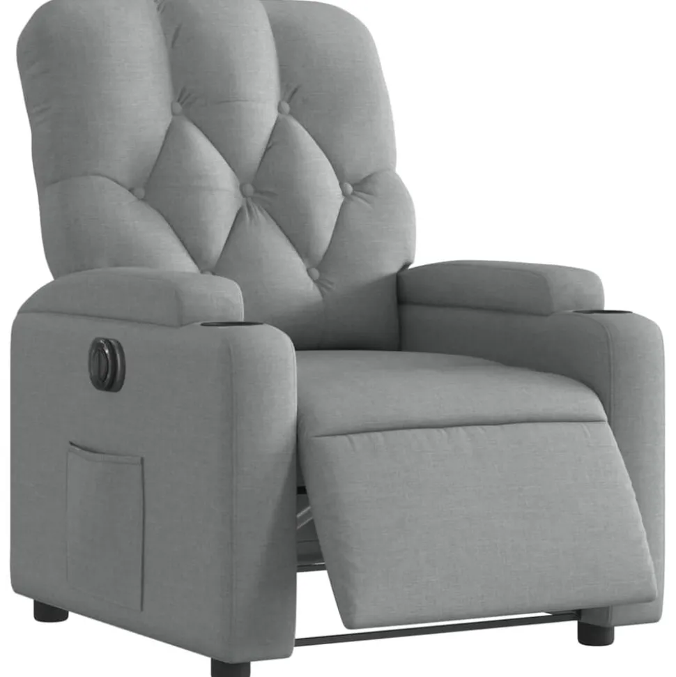 vidaXL Fauteuil elektrisch verstelbaar stof lichtgrijs