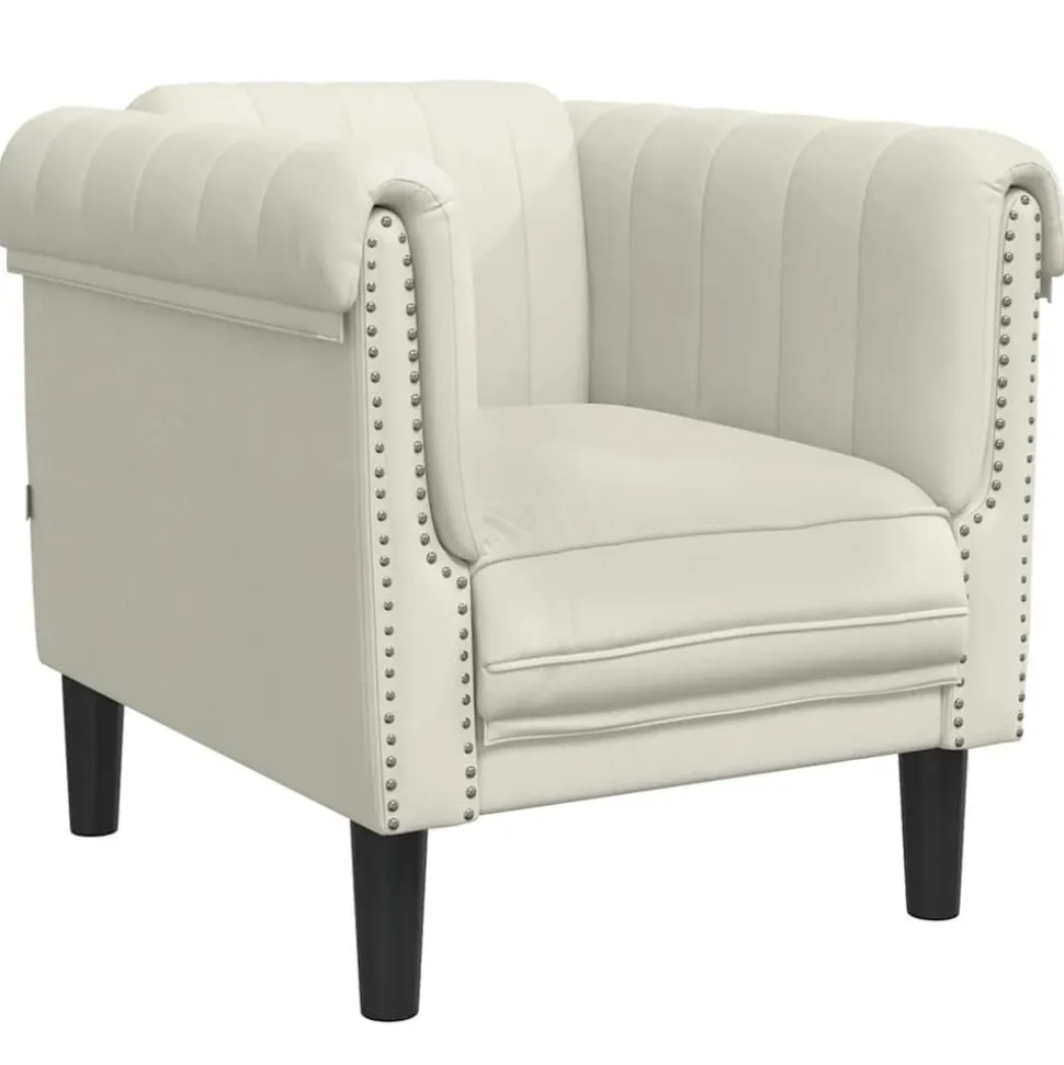 vidaXL Fauteuil fluweel crèmekleurig
