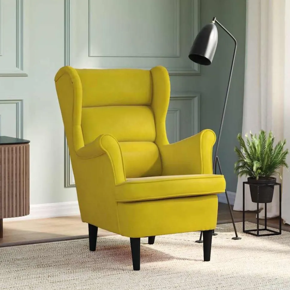 vidaXL Fauteuil fluweel mosterdgeel