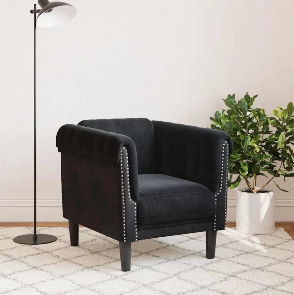 vidaXL Fauteuil fluweel zwart