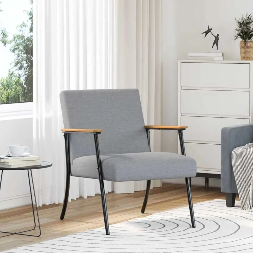 vidaXL Fauteuil Lichtgrijs Stof