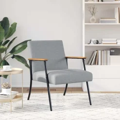 vidaXL Fauteuil Lichtgrijs Stof