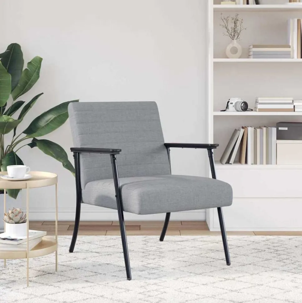 vidaXL Fauteuil Lichtgrijs 59 x 75 x 78 cm Stof