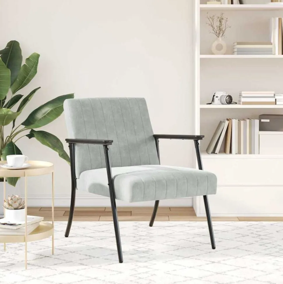 vidaXL Fauteuil Lichtgrijs 59 x 75 x 78 cm Fluweel