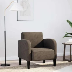 vidaXL Fauteuil met armleuningen 54 cm kunstleer donkergrijs