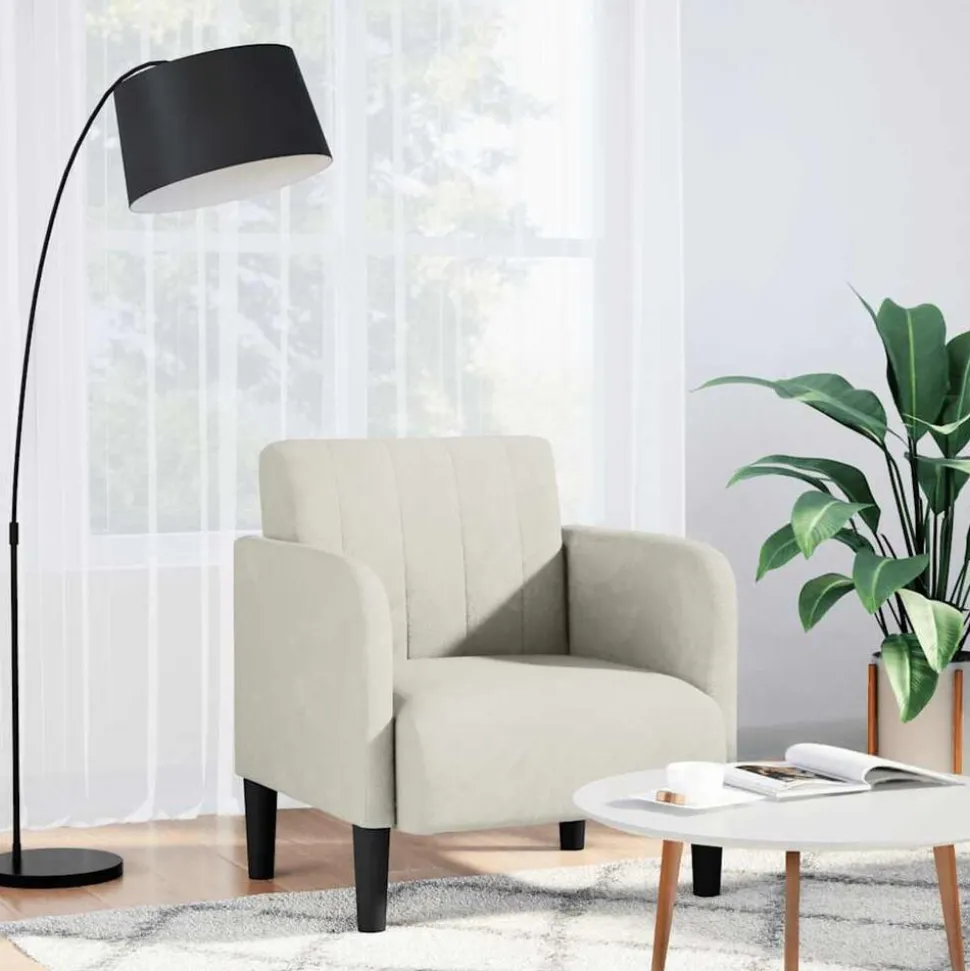 vidaXL Fauteuil met armleuningen 54 cm fluweel crèmekleurig