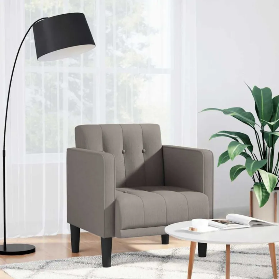 vidaXL Fauteuil met armleuningen Taupe 53 cm Stof