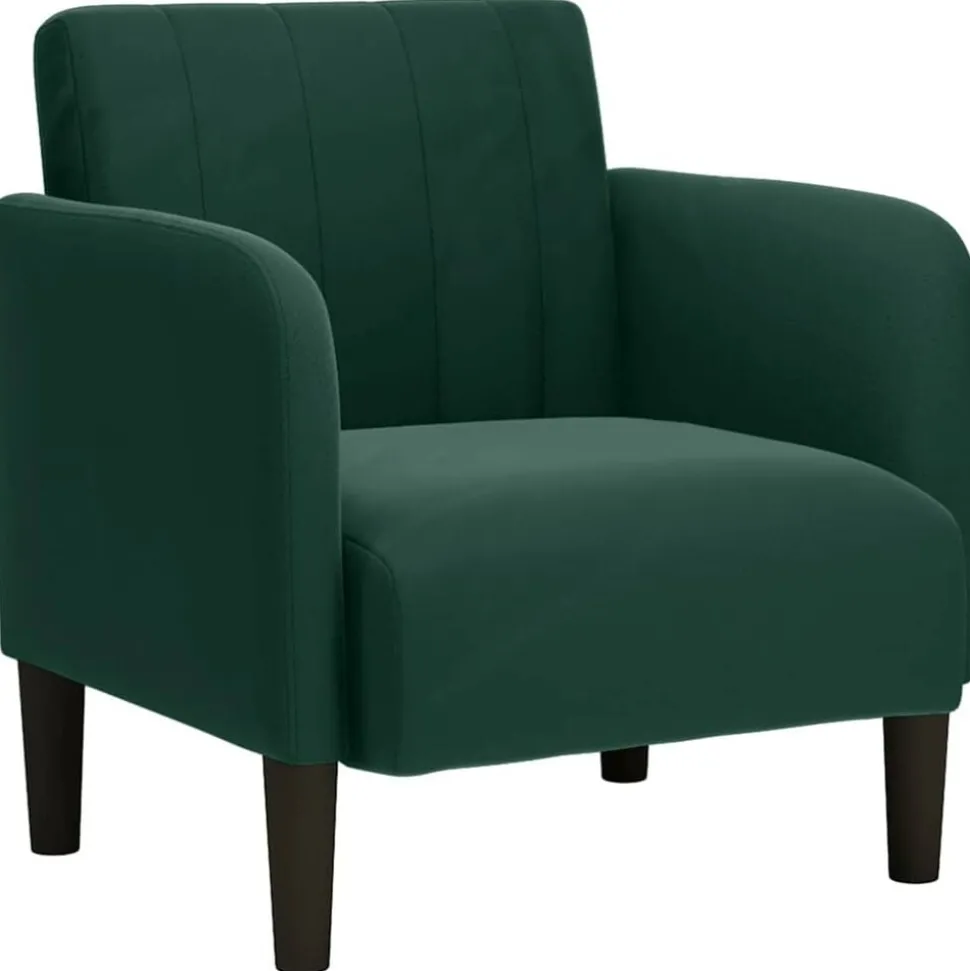 vidaXL Fauteuil met armleuningen 54 cm fluweel donkergroen