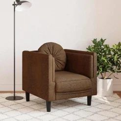 vidaXL Fauteuil met kussen kunstsuède bruin