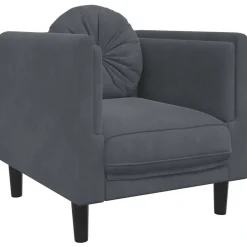 vidaXL Fauteuil met kussens fluweel donkergrijs