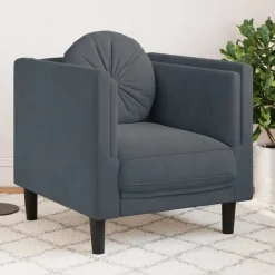 vidaXL Fauteuil met kussens fluweel donkergrijs