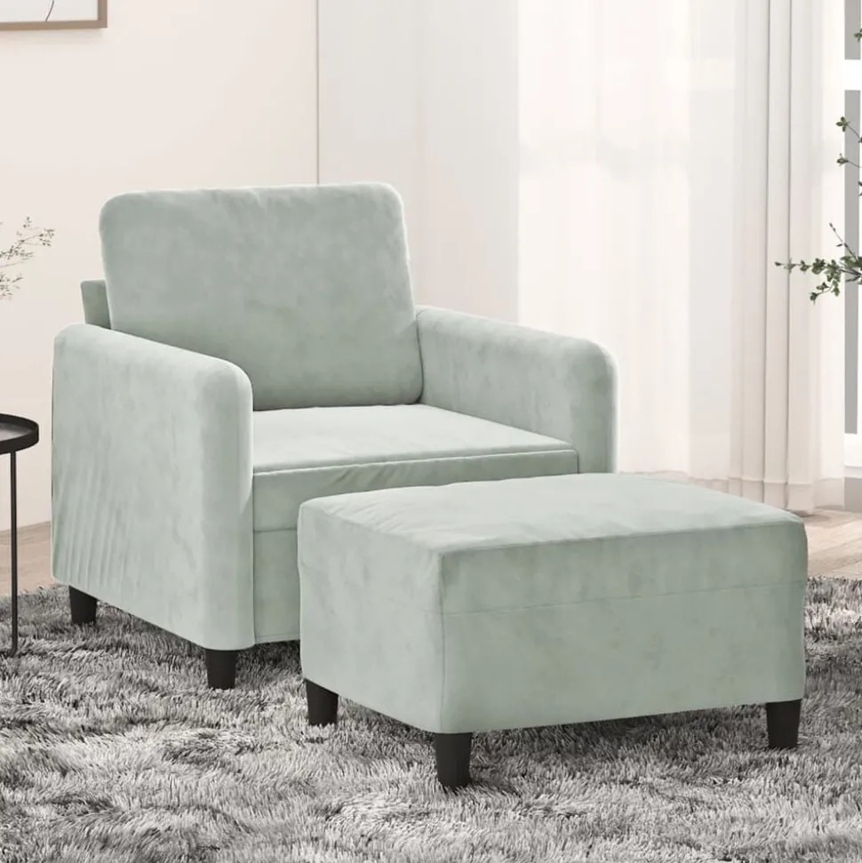 vidaXL Fauteuil met voetenbank 60 cm fluweel donkergrijs