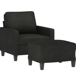 vidaXL Fauteuil met voetenbank 60 cm stof zwart