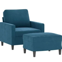 vidaXL Fauteuil met voetenbank 60 cm fluweel blauw