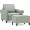 vidaXL Fauteuil met voetenbank 60 cm fluweel crèmekleurig