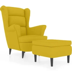 vidaXL Fauteuil met voetenbank fluweel mosterdgeel