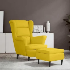 vidaXL Fauteuil met voetenbank fluweel mosterdgeel