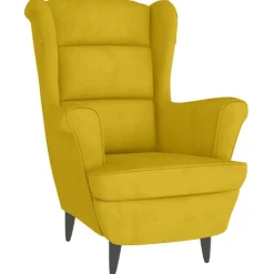vidaXL Fauteuil met voetenbank fluweel mosterdgeel
