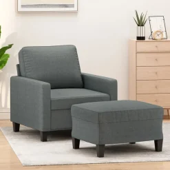vidaXL Fauteuil met voetenbank 60 cm stof donkergrijs