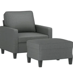 vidaXL Fauteuil met voetenbank 60 cm stof donkergrijs