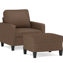 vidaXL Fauteuil met voetenbank 60 cm stof bruin