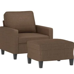 vidaXL Fauteuil met voetenbank 60 cm stof bruin