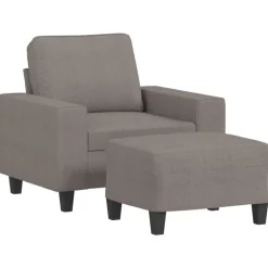 vidaXL Fauteuil met voetenbank 60 cm stof taupe