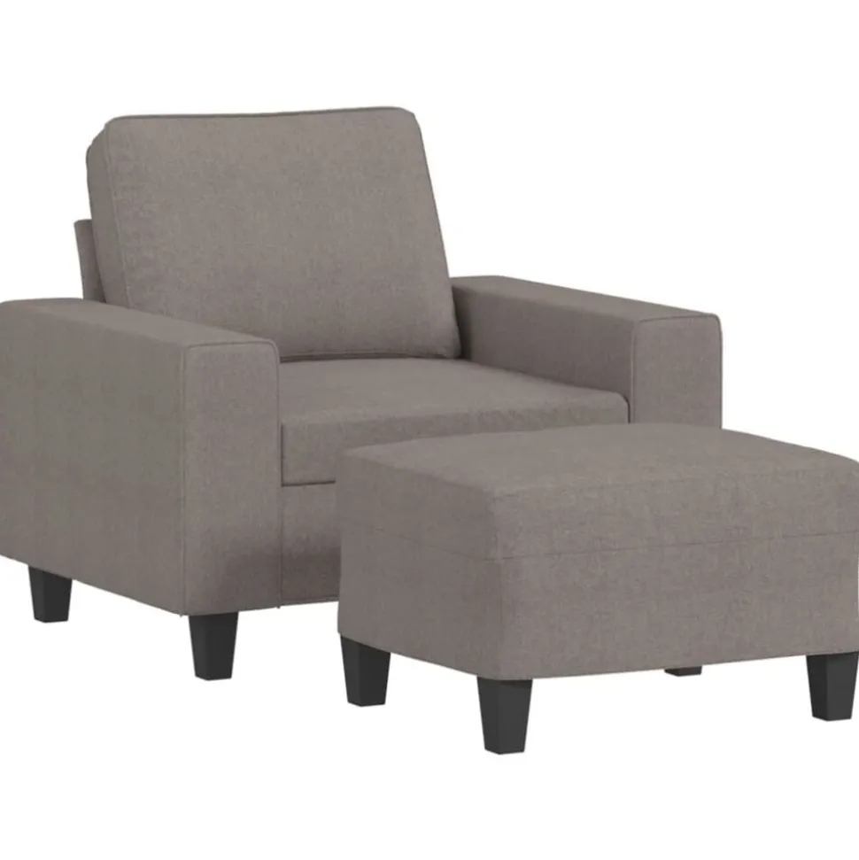 vidaXL Fauteuil met voetenbank 60 cm stof taupe