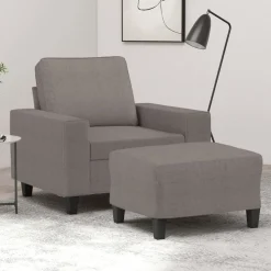 vidaXL Fauteuil met voetenbank 60 cm stof taupe