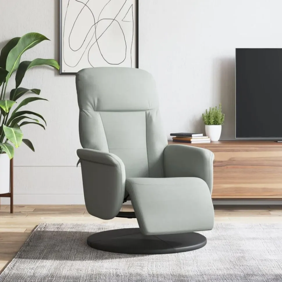 vidaXL Fauteuil met voetensteun verstelbaar fluweel lichtgrijs