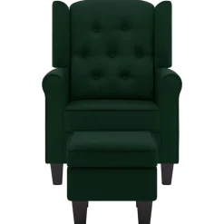 vidaXL Fauteuil met voetenbankje stof donkergroen