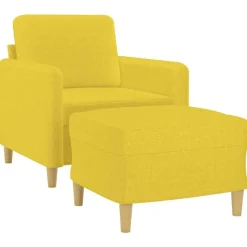 vidaXL Fauteuil met voetenbank 60 cm stof lichtgeel