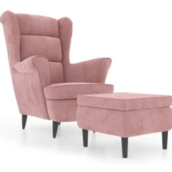 vidaXL Fauteuil met voetenbank fluweel roze