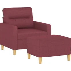 vidaXL Fauteuil met voetenbank 60 cm stof wijnrood