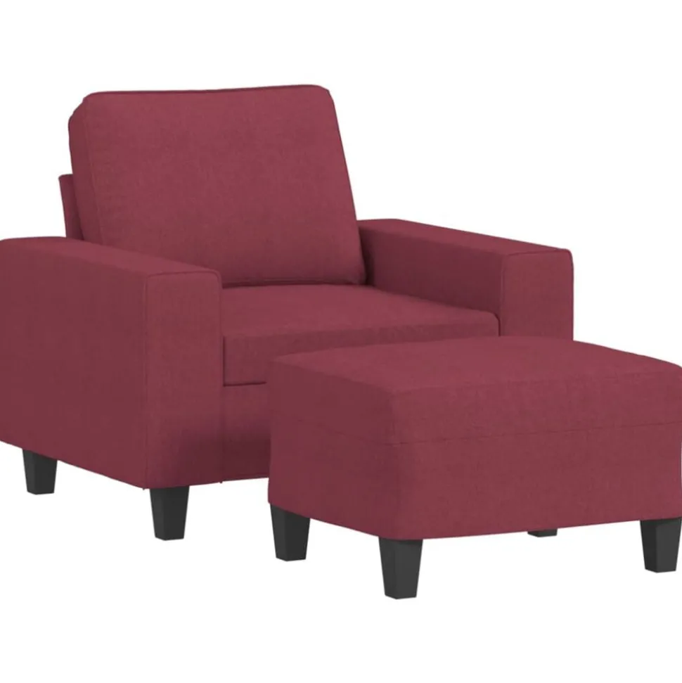 vidaXL Fauteuil met voetenbank 60 cm stof wijnrood