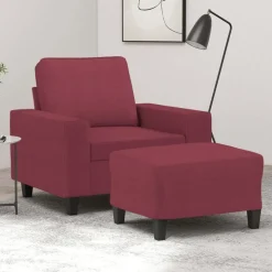 vidaXL Fauteuil met voetenbank 60 cm stof wijnrood