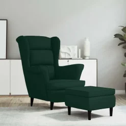 vidaXL Fauteuil met voetenbank fluweel donkergroen