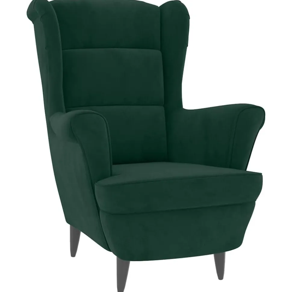 vidaXL Fauteuil met voetenbank fluweel donkergroen