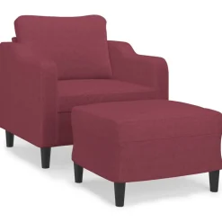 vidaXL Fauteuil met voetenbank 60 cm stof wijnrood