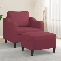 vidaXL Fauteuil met voetenbank 60 cm stof wijnrood
