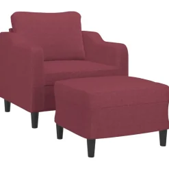 vidaXL Fauteuil met voetenbank 60 cm stof wijnrood