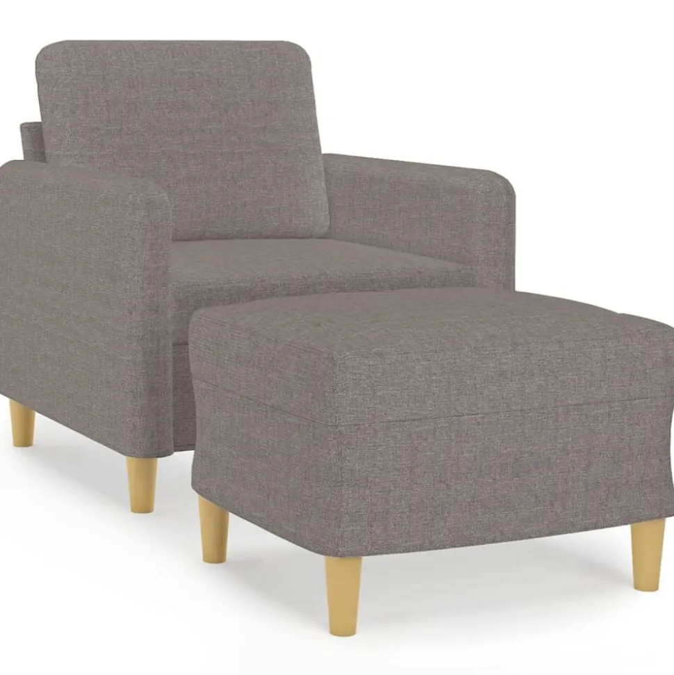 vidaXL Fauteuil met voetenbank 60 cm stof taupe