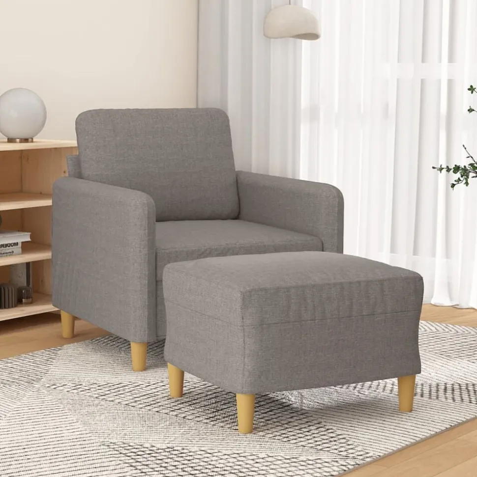 vidaXL Fauteuil met voetenbank 60 cm stof taupe