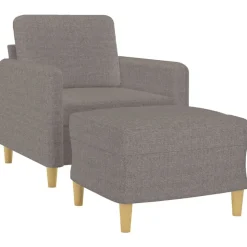 vidaXL Fauteuil met voetenbank 60 cm stof taupe