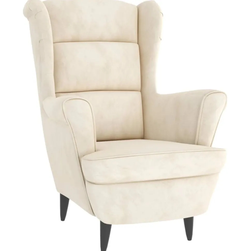 vidaXL Fauteuil met voetenbank fluweel crèmekleurig